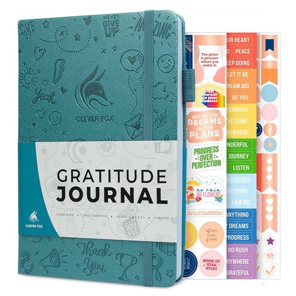 clever fox Other - BRAND NEW~Teal Gratitude Journal with Stickers
